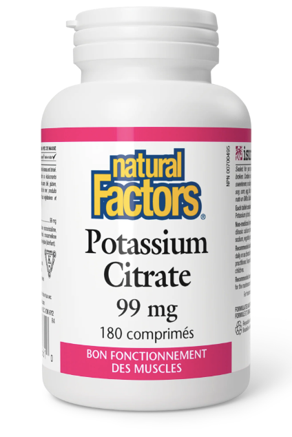 Citrate de Potassium 99mg - Natural Factors - 180 comprimés